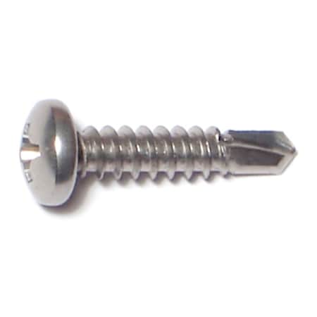 Self-Drilling Screw, #8 X 3/4 In, Stainless Steel Pan Head Phillips Drive, 20 PK